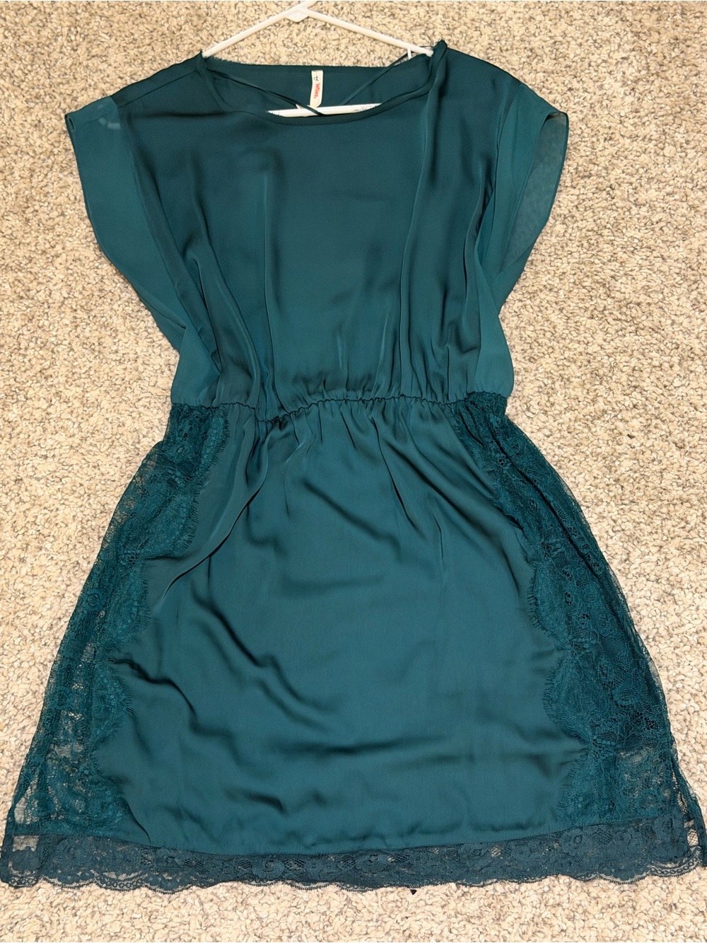 Lefties Teal Satin Lace Mini Dress Size XL